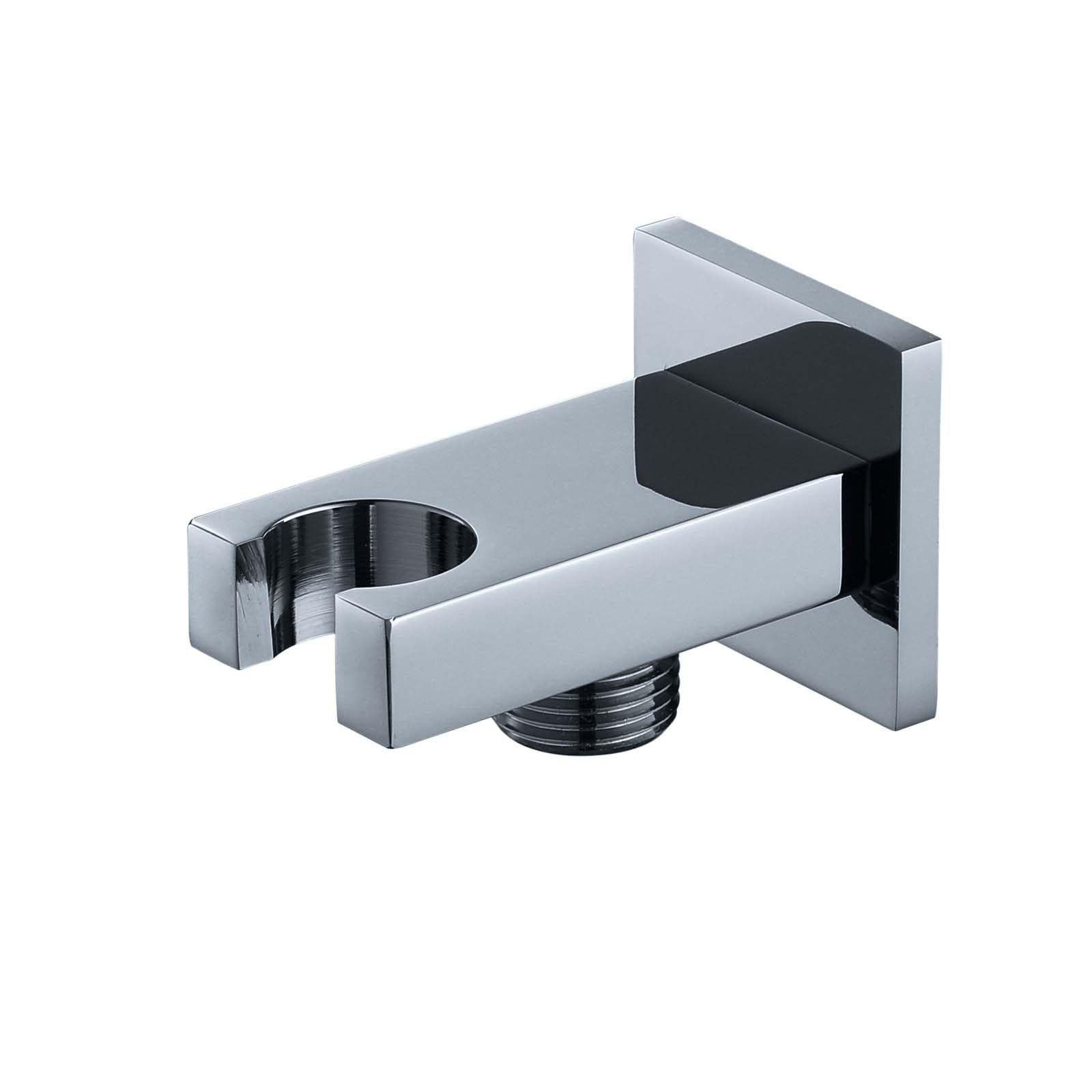 Shower Head Bracket, Concealed Handheld Brushed Gold Drilling Brass Shower Handle Holder Square(Chrome)