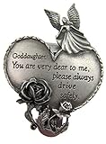 Fine Pewter Guardian Angel Goddaughter Heart Auto Visor Clip, 2 3/4 Inch