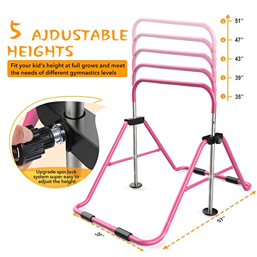 Safly Fun Expandable Kid Gymnastics Bars For Home Junior Training Bar Gymnastic Folding Horizontal Bars For Kids (Pink) #TOP1