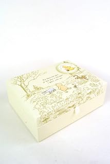 Diseño de Winnie the Pooh, color amarillo y blanco Babys primera memoria caja de recuerdos con cajones para bebés recuerdos