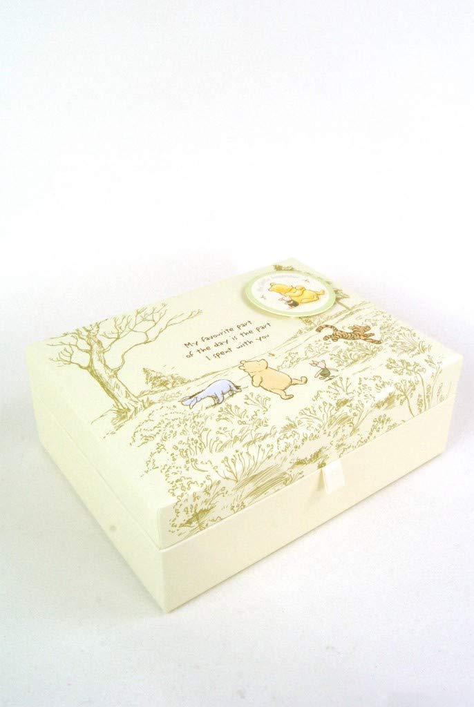 Winnie the Pooh limone chiaro e bianco Babys 1st memoria scatola dei ricordi con cassetti per neonati Memories
