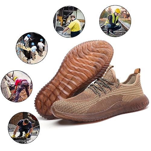 Image of Drecage Steel Toe Safety Shoes for Women Men Work Shoes Industrial & Construction Sneakers Puncture Proof Lightweight Working Shoes