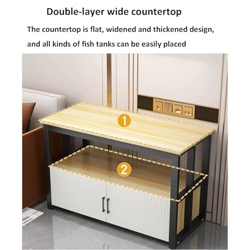 Support d'aquarium en métal robuste avec double étagère de rangement