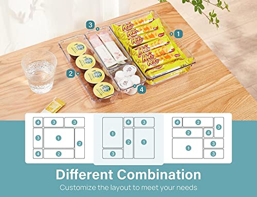 Image of 11 Pcs Drawer Organizer Versatile Vanity Drawer Storage Bins, Clear Plastic Drawer Organizer Trays, Customize Layout Organizer for Makeup and Bathroom Vanity (Clear) (11 pc)