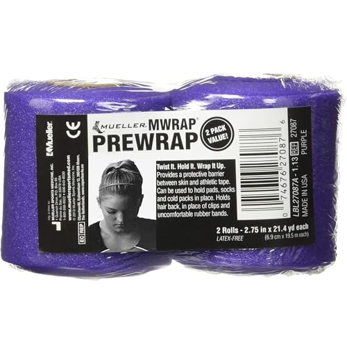 Image of Mueller Sports Medicine MWrap, Pre Wrap, Athletic Tape Underwrap for Sports, Hair, Ankles, Wrist, Hands and Knees, Water-Resistant, Latex Free, 2.75 inch x 21.4 Yards Per Roll, 2 Rolls