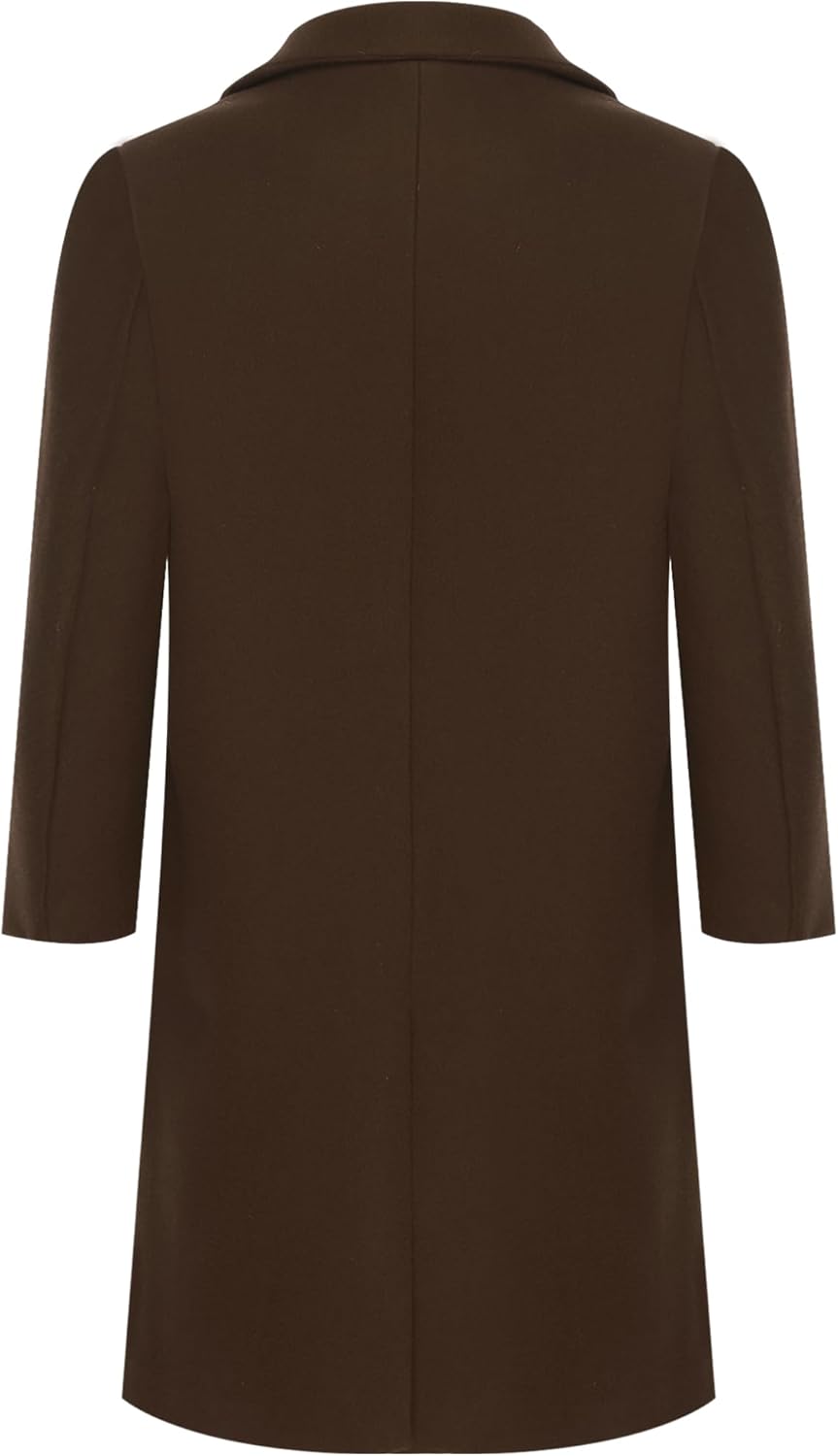 YiZYiF Boys Double Breasted Peacoat Notched Lapel Collar Wool Blend Long Dress Coat with Pockets