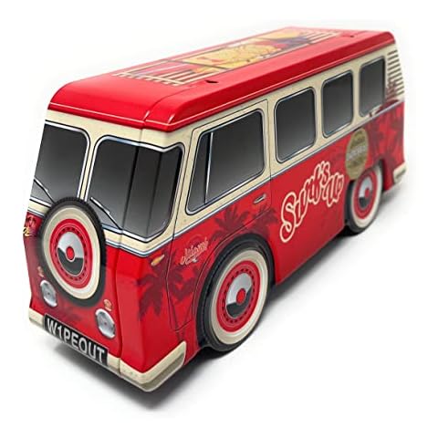 Christmas Biscuits Gift Set Tins | Assortment of Biscuits Shortbread Biscuit And Chocolate Chip Cookies | Stocking Filler for Biscuit Lovers (Red Campervan) Cover