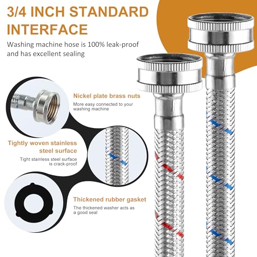 Compare MIFLUS Washer Hoses 15 Ft,Stainless Steel Washing Machine Hose