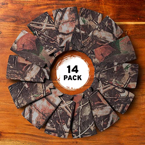 Image of Slim Can Cooler Sleeves (14-Pack) Soft Slim Can Koolie for White Claw Seltzer & Slim Beer - HTV Blanks for Vinyl Projects - Skinny Can Koolies Bulk - Tall Can Coolies for Slim Cans (Natural Camo)