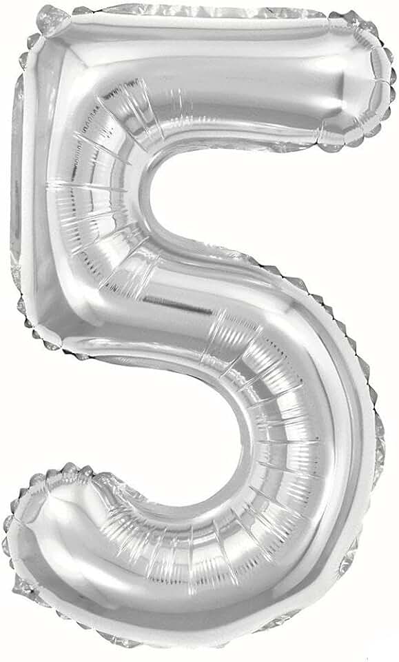 Balao Metalizado Numero 5 Prata 40Cm 111357