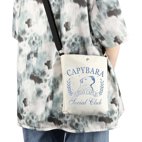 WCGXKO Capybara Social Club Crossbody Bag Capybara Lover Gift Cute Capybara Gift for Women3