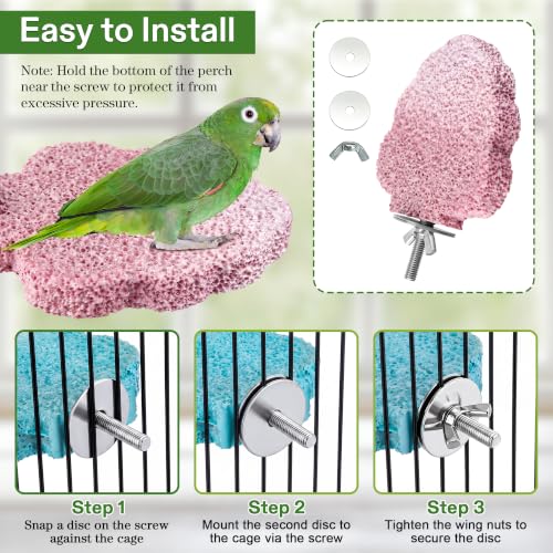 Image of 4 PCS Bird Beak Grinding Stone, Resin Bird Perch Stand, Multicolor, M, Tree