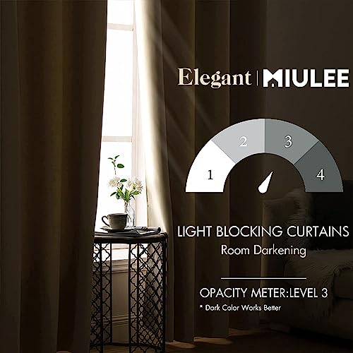 MIULEE 63" Long Room Darkening Curtains Thermal Insulated Drapes Solid Window Treatment Set Grommet Top Light Blocking Blackout Curtain for Living Room/Bedroom 2 Panels Cream Beige