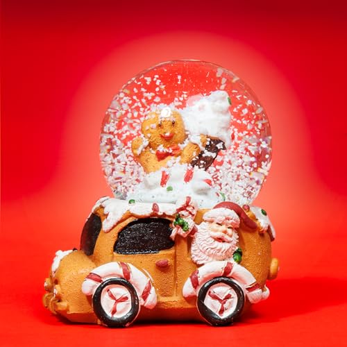 SIKORA SK39 Kleine Glas Deko Schneekugel Lebkuchen Auto Weihnachten...