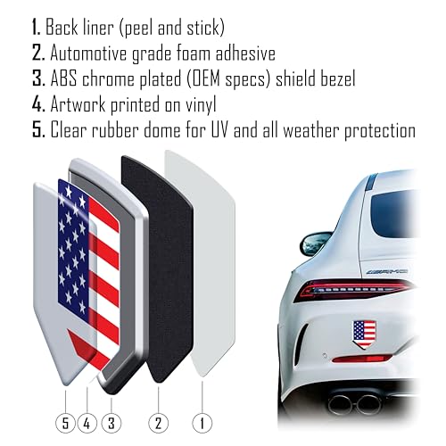 Emblema cromado de Maryland para coche con diseño de la bandera de EE. UU. 2