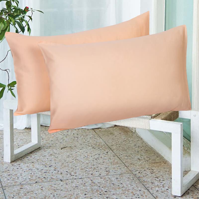 Image of NAKSH Cotton 210 TC Plain Pillow Covers Set of 2, Peach Pillow Cover | Sleep Pillow Covers (18 in x 27 in) |Soft Pillows Covers Cotton for Big Pillows