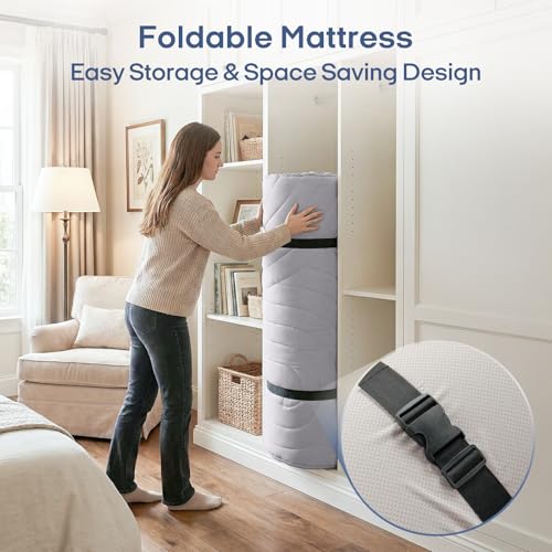 Image of ZonLi Japanese Floor Mattress Futon Mattress Full Size, Thicken Roll Up Tatami Mat Washable Cover, Portable & Foldable Floor Bed Mattress for Sleeping, Dormitory, Adult