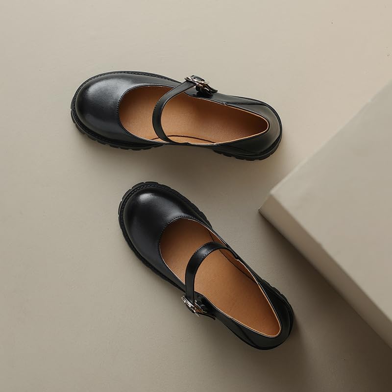 Elbslutt Women's Mary Janes Shoes Cute Round Closed Toe Flats Platform Low Heel Chunky Pumps Oxford Dress Shoes Gothic Ankle Buckle Strap Cosplay Uniform Party School Work Shoes4