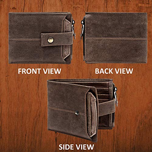 Image of TEAKWOOD LEATHERS Men Leather Wallet | Genuine Leather Purse for Mens, RFID Protected Personalized Wallet | WLT 485 Brown
