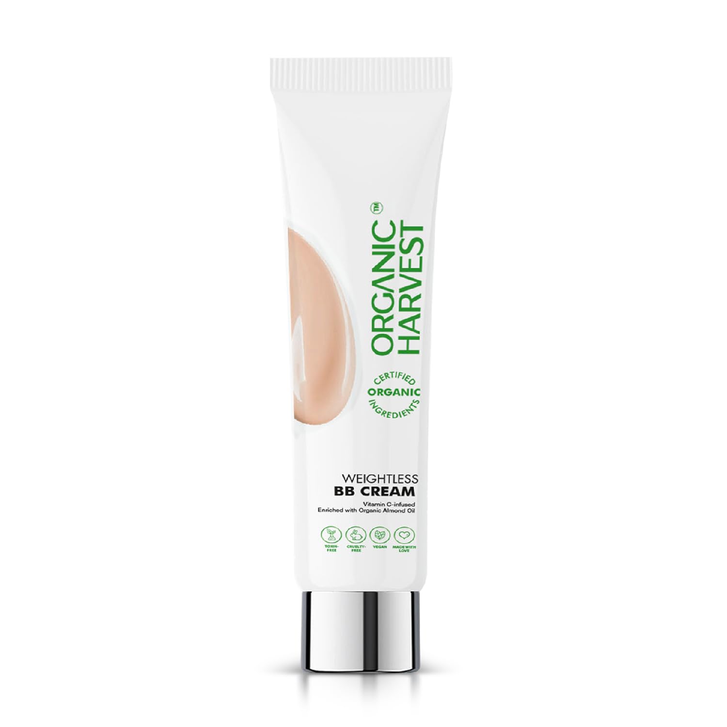 Organic Harvest Weightless BB Cream: Ivory | With Almond Oil & Vitamin C | For Perfect Face Makeup | Lightweight & Blendable | For Fair Skin Tone | Certified Organic | Cruelty-free & Vegan, 30 gm