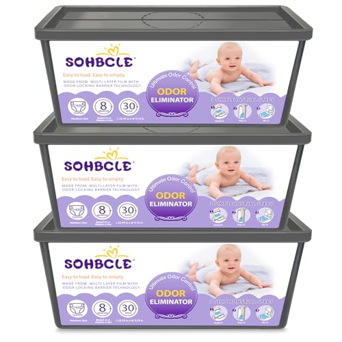 Image of SOHBCLE Refills Compatible with Genie Easy Roll Signature Diaper Pail and Platinum Diaper Pail, Upgraded 90 Bags Hold up to 4200 Newborn Diapers, Extra Thickness Powerful Odor Control, Plant Scented