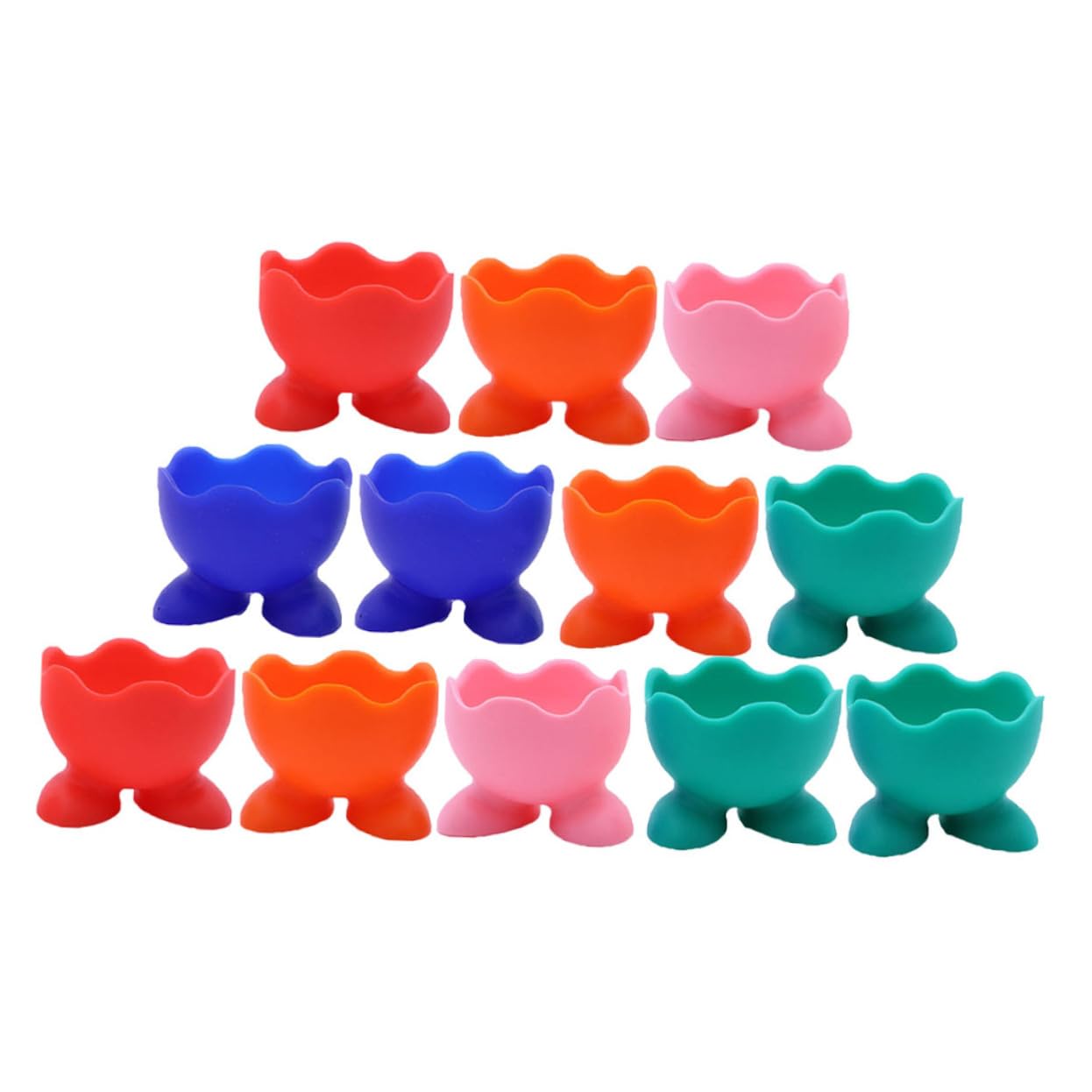 HAKIDZEL Boiled Egg Serving Cups Stands 12pcs Silicone Egg Holder Set for Breakfast Random