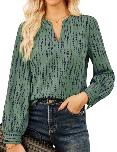 GRACE KARIN Womens Tops Dressy Casual V Neck Business Blouses Long Sleeve Work Shirts 2025 Fall Outfits