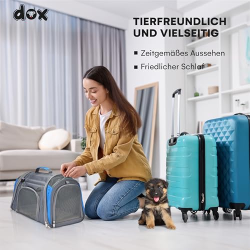 DDOXX transportbox Katze - Airplane Tiertransporttasche aus Netzgewebe - Flugzeugtauglich, Autositz, mobiles Hundebett, mit Tasche & herausnehmbarem Einsatz, inkl. Leine - 49x30x33 cm – Bild 5