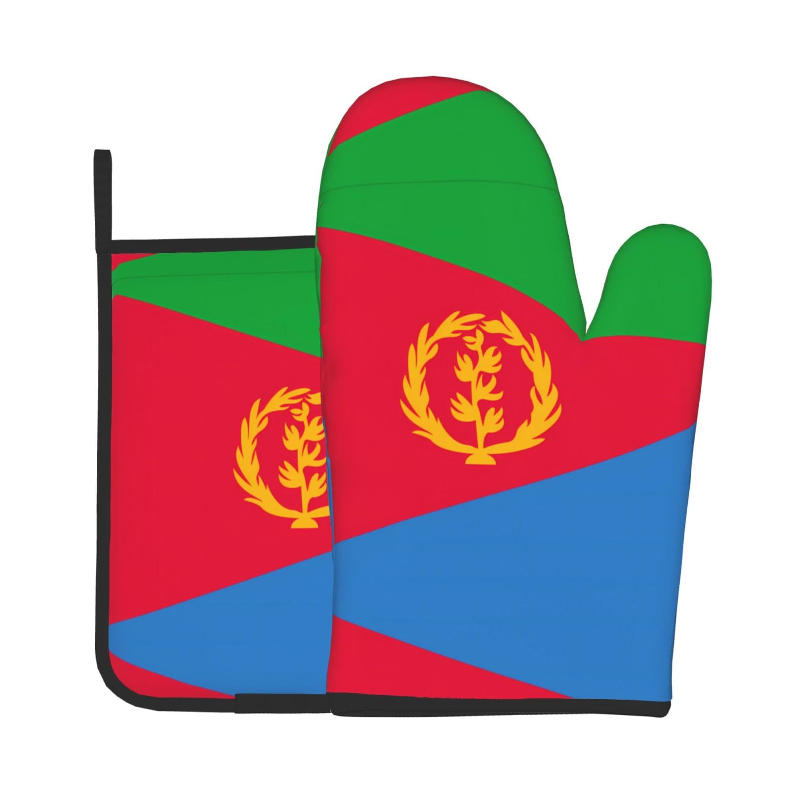 Oven Mitts and Potholders Set of 2 for Kitchen Baking Cooking GrayEritrean Flag Thick and Durable