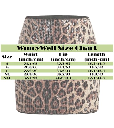 WmcyWell Women Leopard Cheetah Print Sequin Mini Skirt High Waist Bodycon Skirts4