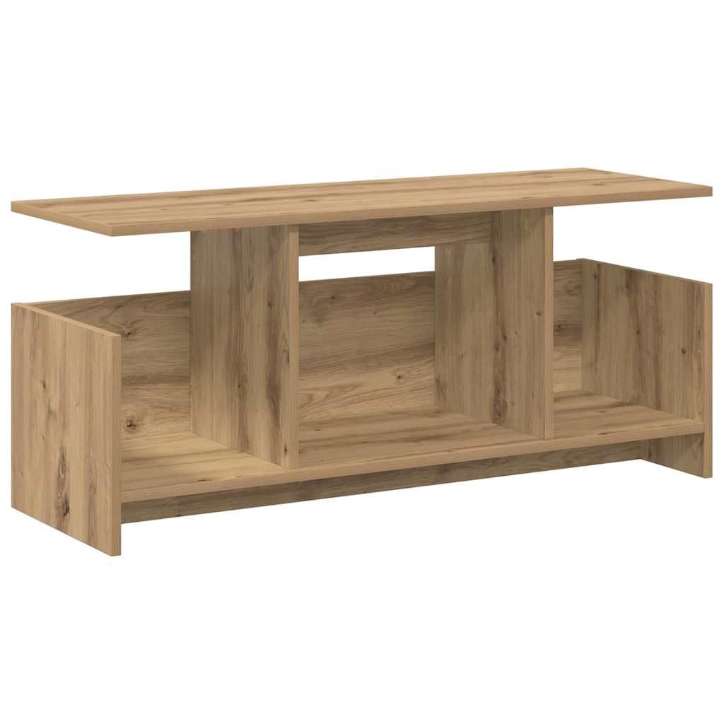 Supporto Porta TV da Soggiorno 102x35x45 cm Rovere Artigianale | Mobiletto basso rettangolare con ampi vani a giorno per ordinare decoder e accessori nella zona giorno.
