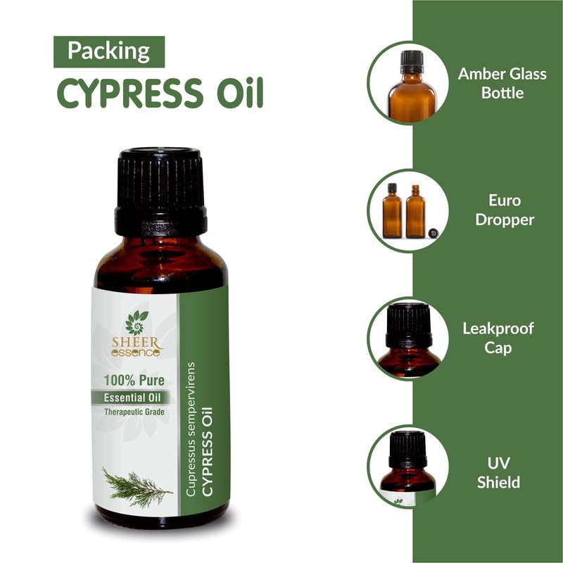 Huile Essentielle De Cyprès 100% Pure Et Naturelle - 1 Litre - Marque Sweet Garden - Pour Aromathérapie Et Circulation
