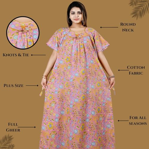 Image of Bejod's Collection Women Pure Cotton Nighty Combo Pack | Full Length Floral Printed Cotton Nighty Maxi | Soft & Breathable Night Dress for Women L to 4XL