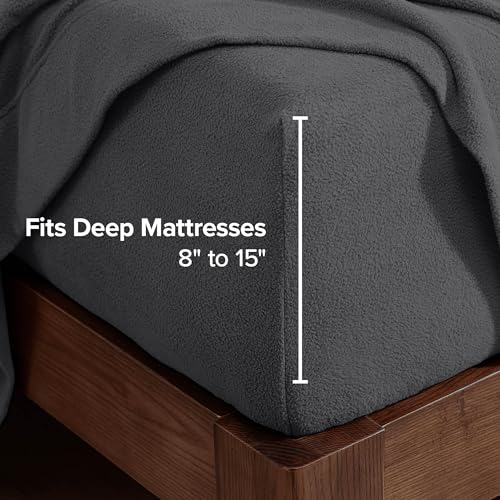 Image of Bare Home Super Soft Fleece Sheet Set (Split King, Grey)