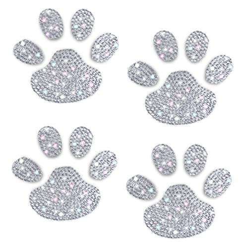 Image of LZLRUN 4Pieces Crystal Car Sticker for Window, Bling Rhinestone Sticker Bling Dog Paw Footprint Sticker Decal Auto Car Emblem Decal Decoration