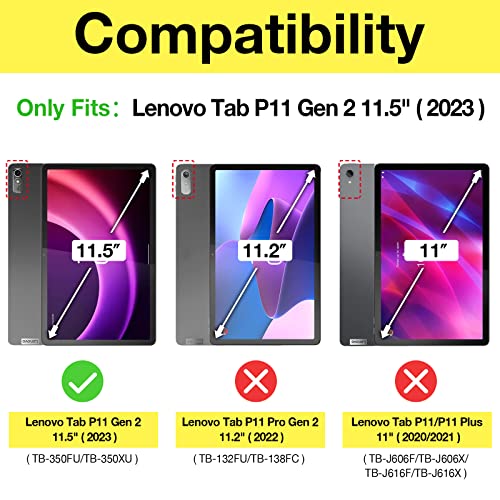ProCase 2 Pack Screen Protector for Lenovo Tab P11 2nd Gen 2023 11.5 inch (TB-350FU/TB-350XC),Tempered Glass Transparency 9H Screen Film Guard for Tab P11 Gen 2nd 11.5