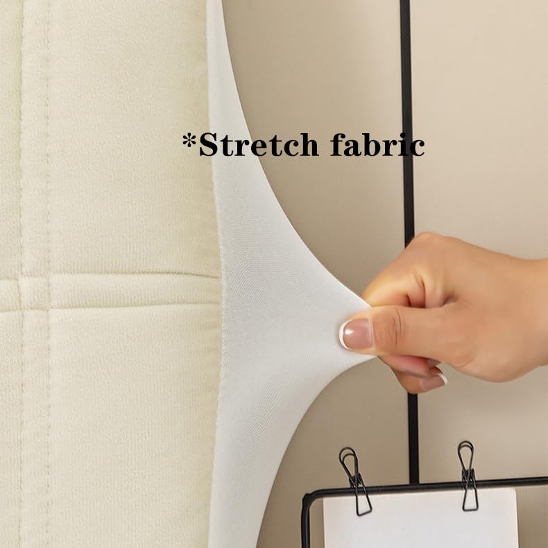 Hoofdbordhoes, hoezen voor hoofdeinde, dubbele elastische hoofdbordbescherming, dik, all-inclusive moderne hoofdeindehoes, kingsize/ tweepersoonsbedhoofdeinde, stofdichte hoes-beige|65 x 190 cm