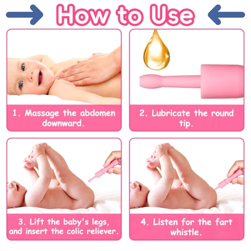 Image of Gas and Colic Reliever for Babies, Baby Gas Colic Relief, Natural Solution for Baby Colic and Gas Relief, 100% Safe & Effective Instant Constipation Relief for Babies, 20 Count (Pink)