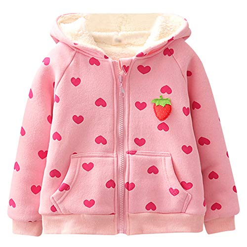 Baby Toddler Girls Sherpa Fleece Lined Jacket Kids Ears Hoodie Outwear Coat Winter Long Sleeve Sweatshirt Outfit (pink, 1-2T)