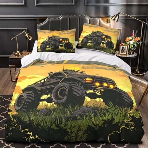 Housse de couette camion 3D抗皱免烫儿童双人被套面料柔软200x200cm带拉链 - 4