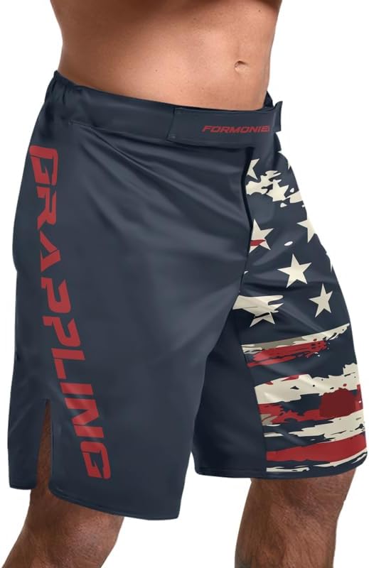 FORMONIES Men’s Compression Fight Shorts – Patriot Training Shorts for MMA, Jiu Jitsu, Kickboxing, Gym Workouts