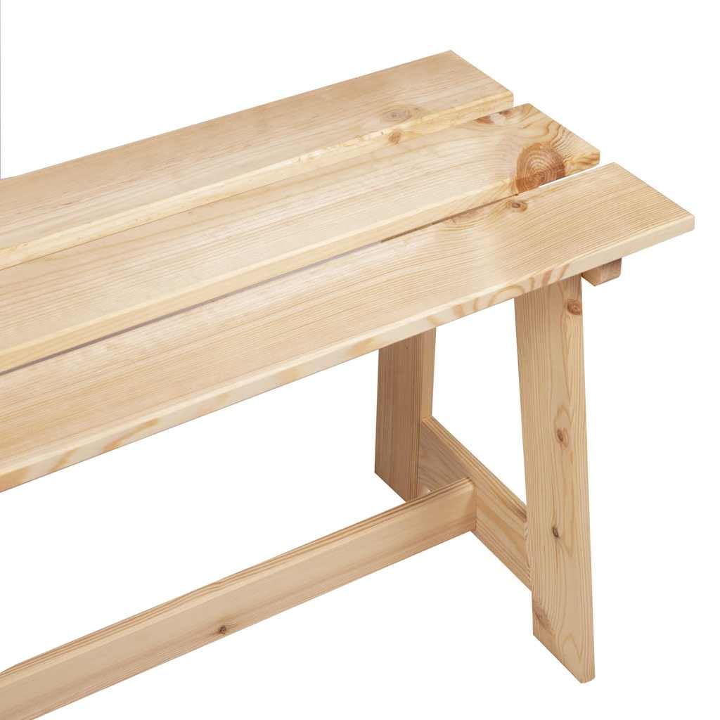 Ławka ogrodowa naturalna, 119 x 37 x 47 cm, wykonana z litego drewna sosnowego, do użytku na zewnątrz, odporna na warunki atmosferyczne, stabilne dwuosobowe siedzisko z podłokietnikami