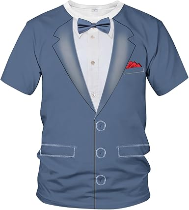 Blissboy Funny Tuxedo Graphic T-Shirt Novelty Short Sleeve Crewneck Shirt