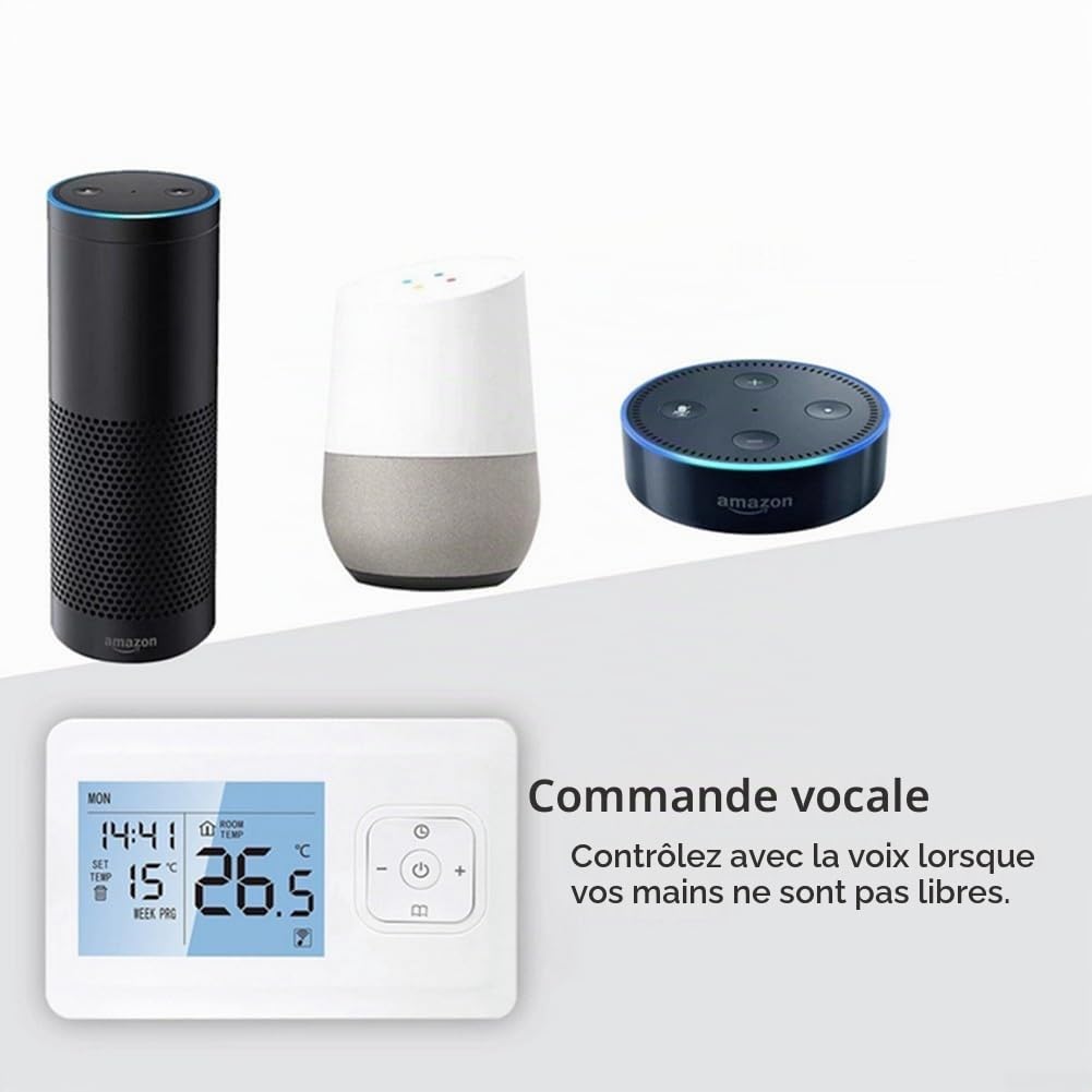 SPORTARC Thermostat Intelligent WiFi programmable pour la Maison, télécommande Tuya/Smart Life, sans Fil WiFi téléphone App contrôle Thermostat programmable de pièce