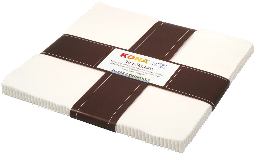 Robert Kaufman Kona Cotton Solids Snow Layer Cake 10 Fabric Quilting Squares TEN-121-42 by