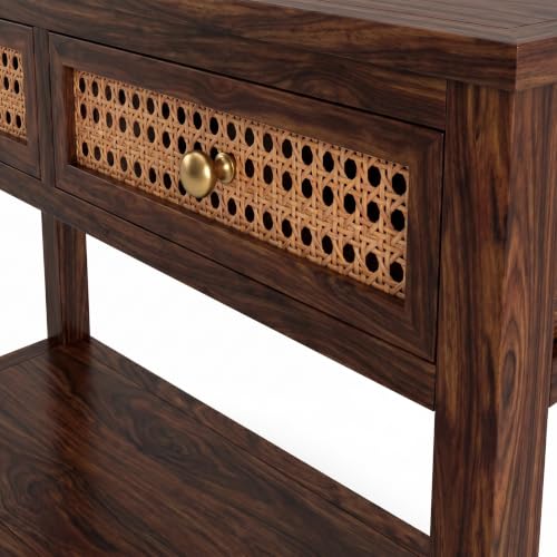 Image of Solid Sheesham Wood Console Table for Living Room Furniture | Hallway Enteryway Console for Home and Office | (Walnut Finish-03)