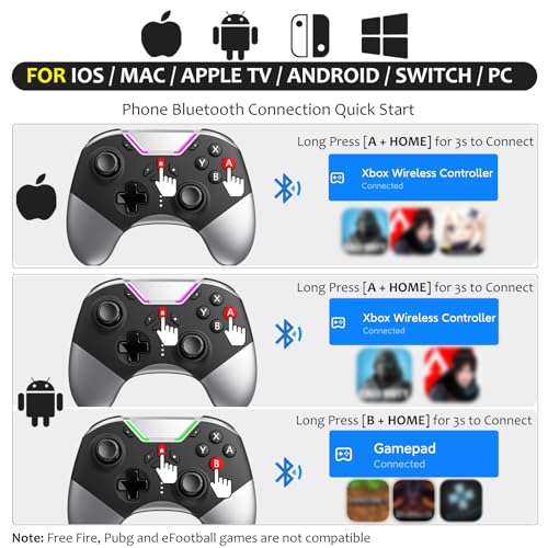 Aghi Bluetooth Controller For Switch/Pc/Iphone/Android/Apple Arcade Mfi Games/Tv/Steam thumb #1