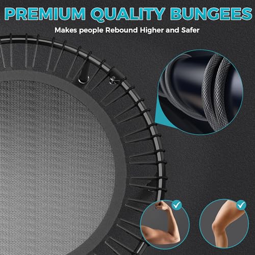 Image of 40 inch /48 inch Rebounder Trampoline for Adults with Bungee Cords, Exercise Rebounder for Adults Indoor /Outdoor Workout, Max Load 450 /550 LBS