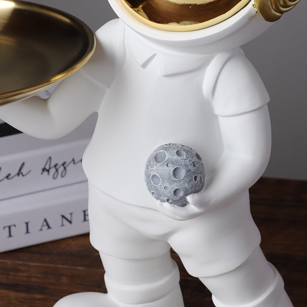 Decorative Astronaut Key Tray - Gold Resin Coffee Table Decor & Jewelry Organizer - Statue Home Decor for Keys, Watches, Phone, Candy