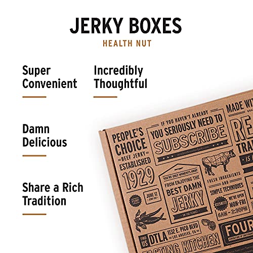 People's Choice Beef Jerky - Jerky Box - Health Nut - Keto Gift - Sugar-Free, Carb-Free, Gluten-Free, High Protein, Keto-Friendly - Meat Snack Sampler Gift Basket - 6 Items #TOP2